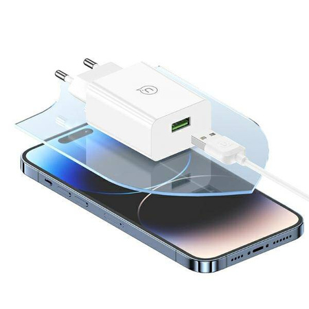 USAMS Ład. siec. QC3.0 18W Lightning2.1A 1m Fast Charging biały/white SC series (CC083)
