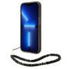 Original Handyhülle IPHONE 14 PRO MAX Guess Hardcase Translucent Pearl Strap schwarz
