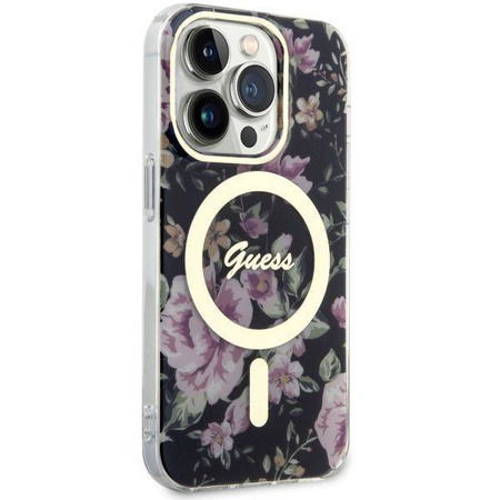 Guess GUHMP14LHCFWSK iPhone 14 Pro 6.1" czarny/black hardcase Flower MagSafe