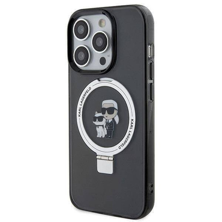 Karl Lagerfeld KLHMP15XHMRSKCK iPhone 15 Pro Max 6,7&quot; schwarz/schwarz Hardcase Ringständer Karl&amp;Choupette MagSafe