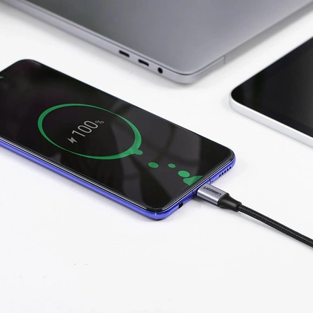 Ugreen angle cable USB Type C - USB Type C Power Delivery 60 W 20 V 3 A 1 m black-gray cable (US255 50123)