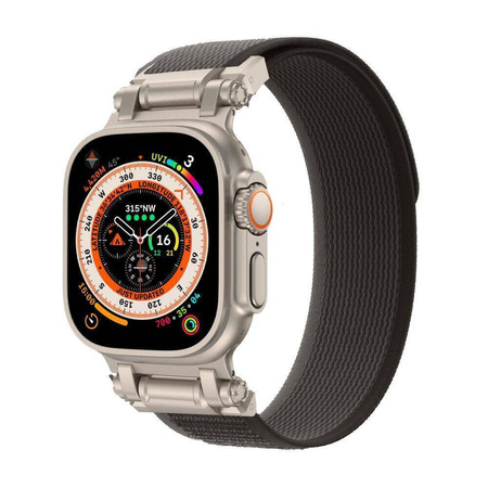Tech-Protect Nylon Delta Apple Watch Strap 4 / 5 / 6 / 7 / 8 / 9 / SE / Ultra 1 / 2 (42 / 44 / 45 / 49 mm) - Black/Orange