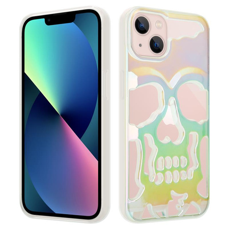 ETUI SKULL IPHONE 13 HOLO WHITE / BIAŁY