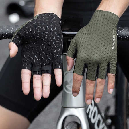 Rockbros Atmungsaktive Kurzfinger-Fahrradhandschuhe Größe: M - Grau
