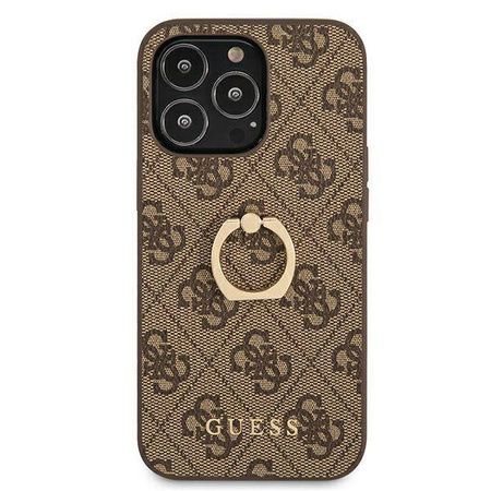 Guess GUHCP13L4GMRBR iPhone 13 Pro 6,1" brązowy/brown hardcase 4G with ring stand
