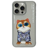 Nimmy etui iPhone 15 Pro Max 6.7" szary/gray Glasses Cool Cat