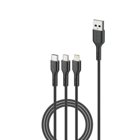 FONENG kabel X36 3w1 3A 1.2M Czarny