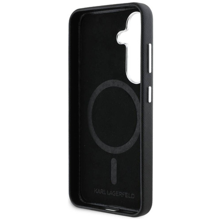 Original Case SAMSUNG GALAXY S25+ Karl Lagerfeld Saffiano Full Wrapped Elongated Metal Logo MagSafe black