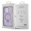 Original Handyhülle IPHONE 14 PRO Guess Hardcase Ring Stand Script Glitter MagSafe (GUHMP14LHRSGSU) violett