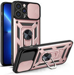 Hybrid Armor Camshield Hülle für iPhone 13 Pro gepanzerte Hülle mit Kameraabdeckung Pink
