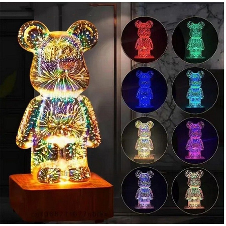 Lampka nocna LED 3D Miś Art Deco stojący L3GFBD