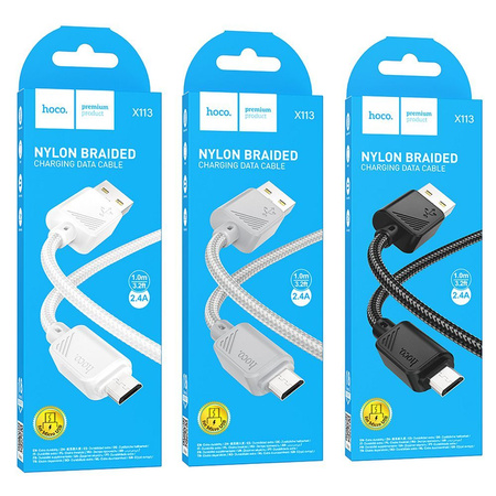 HOCO kabel USB A do Micro USB 2,4A X113 1 m szary