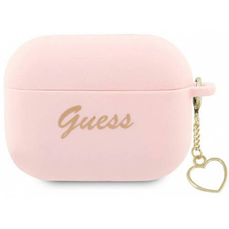Guess GUAP2LSCHSP AirPods Pro 2 Cover Pink/Pink Silikon Charm Heart Collection