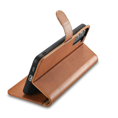 iCarer Haitang Leather Wallet Case for Samsung Galaxy S22+ (S22 Plus) genuine leather cover brown (AKSM05BN)