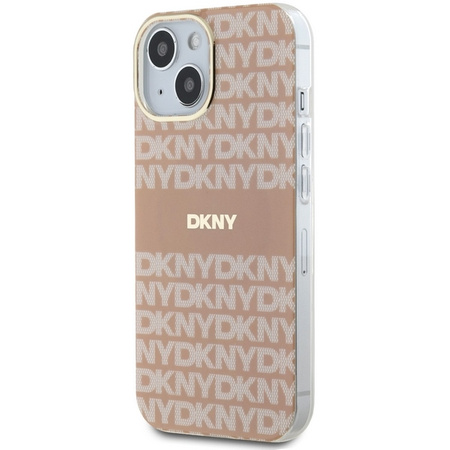 DKNY DKHMP15SHRHSEP iPhone 15 / 14 / 13 6.1" różowy/pink hardcase IML Mono & Stripe MagSafe