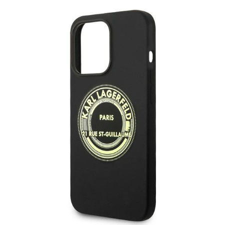 Original Handyhülle IPHONE 14 PRO Karl Lagerfeld Hardcase Silicone RSG (KLHCP14LSRSGRCK) schwarz