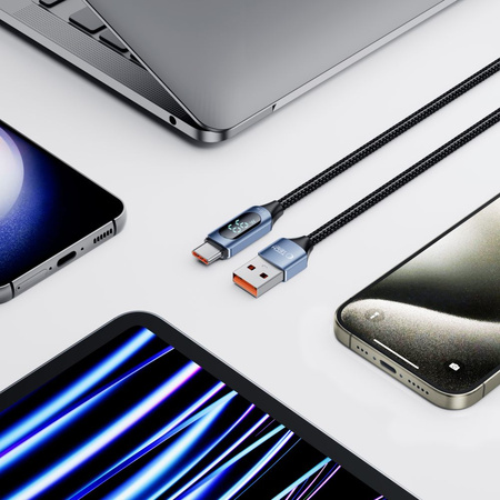 Kabel 66W 6A 1m USB - USB-C Tech-Protect UltraBoost LED niebieskie