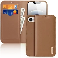 Dux Ducis Hivo iPhone 16e Hülle mit Klappdeckel und RFID-Schutz - Braun