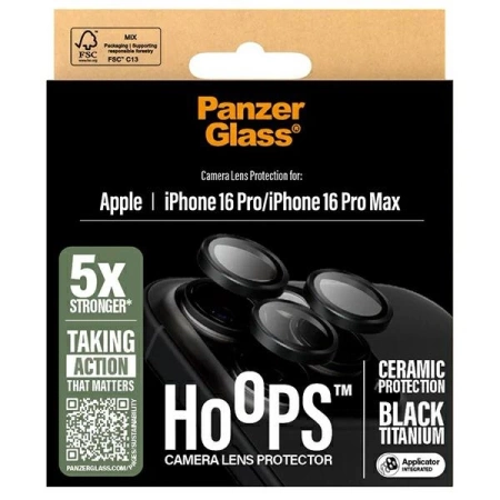PanzerGlass Hoops Keramik-Linsenschutz iPhone 16 Pro 6,3" / 16 Pro Max 6,9" 1282