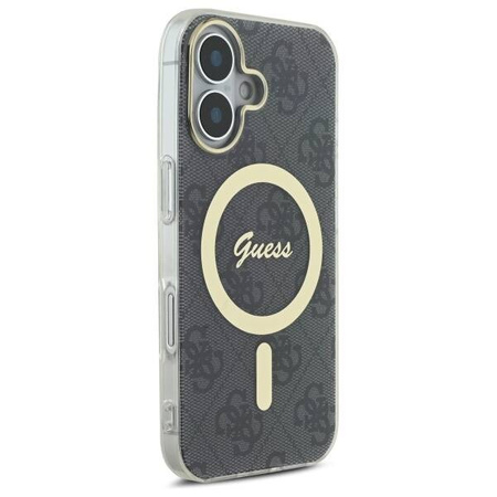 Original Handyhülle IPHONE 16 Guess Hardcase IML 4G MagSafe (GUHMP16SH4STK) schwarz