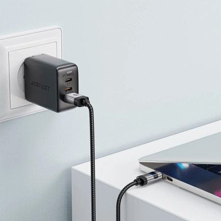 Kabel Acefast C15-04 USB-A - USB-C z wyświetlaczem 480Mb/s 66W 1.2m - czarny