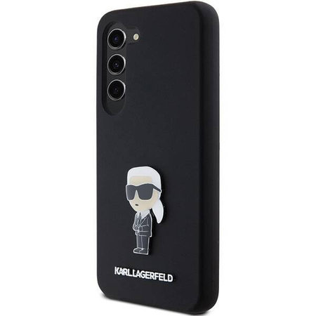 Oryginalne Etui KARL LAGERFELD hardcase Silicone Ikonik Metal Pin KLHCS24SSMHKNPK do Samsung Galaxy S24 czarny