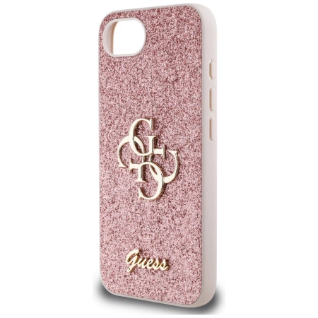 Etui Guess Fixed Glitter Big 4G na iPhone 16e - różowe