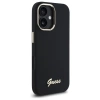 Guess Silicone Script Metal Logo &amp; Frame Case for iPhone 16 Plus - Black