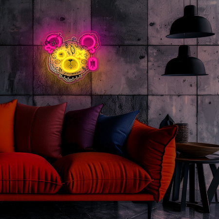 Neon ART LED PUNK MIŚ róż-żółty FLA01 Forever Light