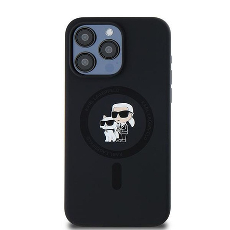 Oryginalne Etui KARL LAGERFELD hardcase Silicone Karl & Choupette Ring MagSafe KLHMP15XSCMKCRHK do Iphone 15 Pro Max czarny