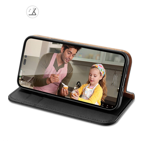 Dux Ducis Hivo echt Leder booktype case schutzhülle aufklappbare hülle für iPhone 14 Pro Max schwarz
