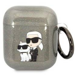 Original Handyhülle APPLE AIRPODS Karl Lagerfeld Gliter Karl&Choupette (KLA2HNKCTGK) schwarz