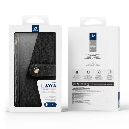 Dux Ducis Lawa Leather Case for iPhone 15 - Black