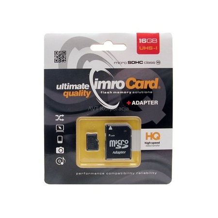 Imro karta pamięci 16GB microSDHC kl. 10 UHS-I + adapter