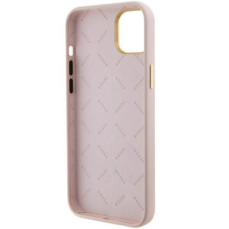 Etui Guess Silicone Logo Strass 4G na iPhone 15 - jasnoróżowe