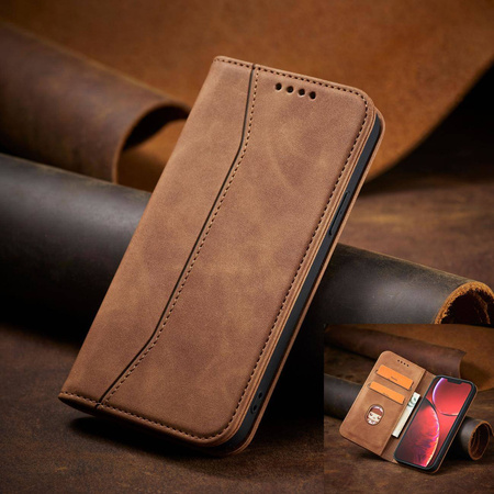 Magnet Fancy Case Case für iPhone 13 Pro Max Tasche Brieftasche Kartenhalter Braun