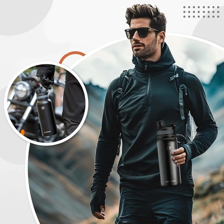 Bidon termiczny Rockbros 35210029001 rowerowy na napoje 550 ml - czarny