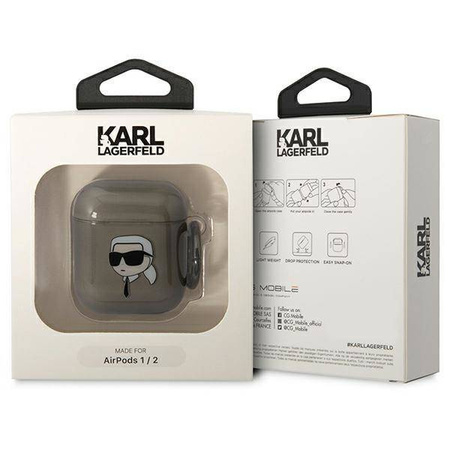 Original Case APPLE AIRPODS Karl Lagerfeld Karl`s Head (KLA2HNIKTCK) black