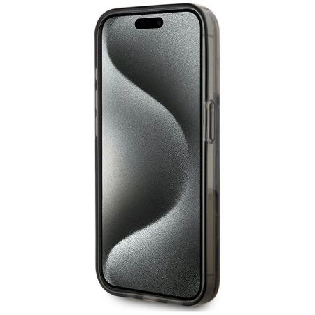 Karl Lagerfeld Liquide Glitter Monogram Gradient iPhone 15 Pro Max Case - Black