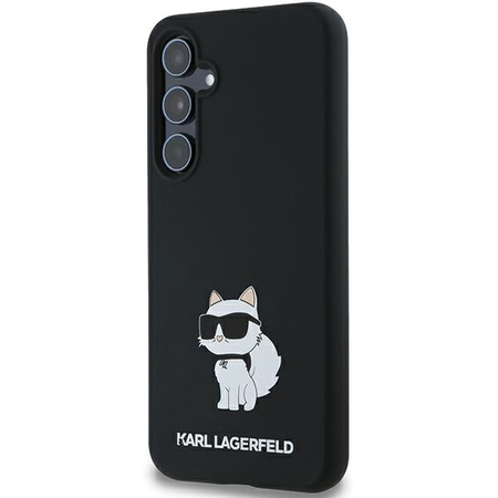 Oryginalne Etui KARL LAGERFELD hardcase Silicone Choupette Metal Pin KLHCSA35SMHCNPK do Samsung Galaxy A35 czarny