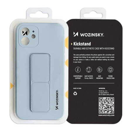 Wozinsky Kickstand Case flexible silicone cover with a stand Samsung Galaxy A22 4G light blue