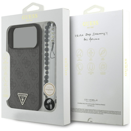 GUESS futerał do IPHONE 17 Pro Max kompatybilny z MagSafe GUHMP17XP4TSDPPSK (4G PU W/ Strap Triangle Logo) czarny