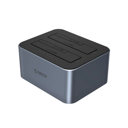 Stacja dokująca na 2 dyski z funkcją klonowania offline 2,5"/3,5" SATA HDD/SSD - szara