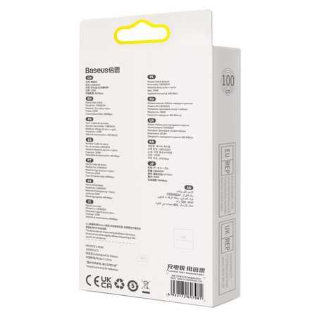 USB cable for USB-C Baseus Glimmer Series, 100W, 1m (White)