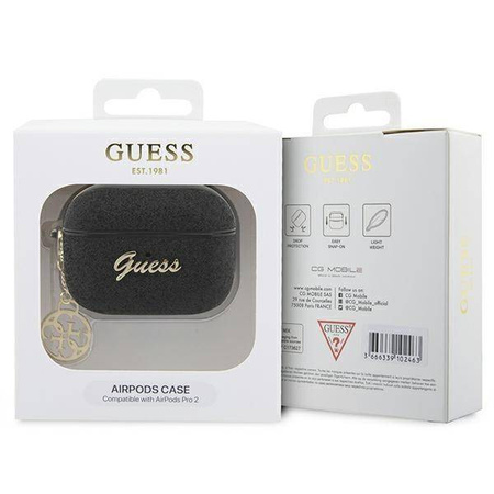 Guess GUAP2GLGSHK AirPods Pro 2 cover black/black Glitter Flake 4G Charm