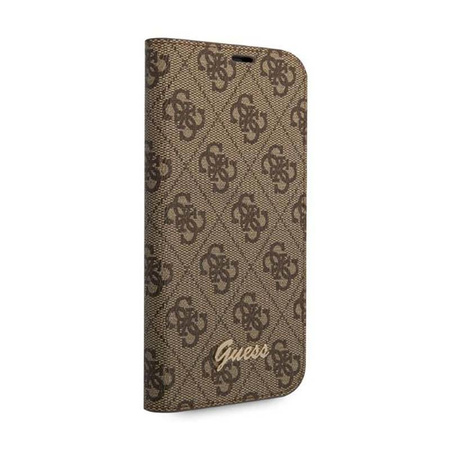 Guess 4G Metal Camera Outline Booktype Case - Etui iPhone 14 Plus (brązowy)