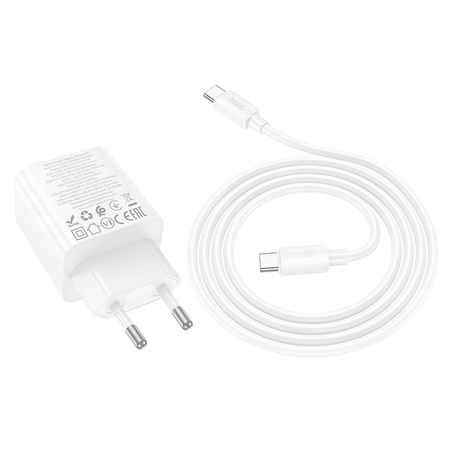 Ładowarka sieciowa do telefonu Hoco 2 x USB C + 2 x USB A QC3.0 PD 3A 20W + kabel USB C do USB C N55 biała