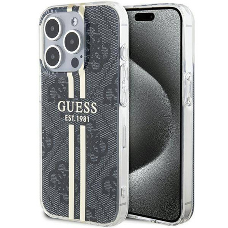 Oryginalne Etui GUESS Hardcase GUHCP15LH4PSEGK do iPhone 15 Pro (4G Gold Stripe / czarny)