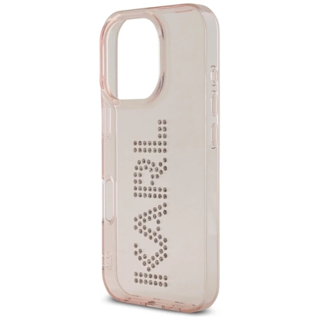 Karl Lagerfeld IML Rhinestones Logo iPhone 16 Pro Case - Pink