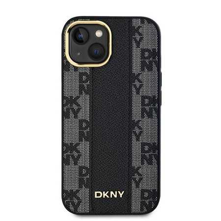 DKNY DKHMP14SPCPVSLK iPhone 14 / 15 / 13 6.1" czarny/black hardcase Leather Checkered Mono Pattern MagSafe